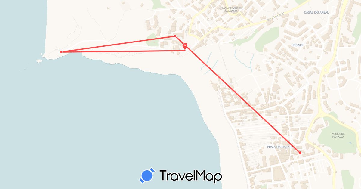 TravelMap itinerary: driving, hiking in Portugal (Europe)
